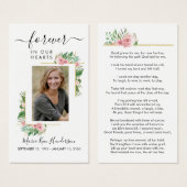 バラ葬儀記念写真悔やみや弔慰祈りの言葉カード (正面&裏面)