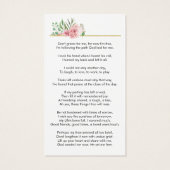 バラ葬儀記念写真悔やみや弔慰祈りの言葉カード (裏面)