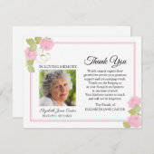 バラ葬礼ありがとうフォトノートカードピンク サンキューカード (正面/裏面)