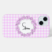 バラ薄紫チェックモノグラムiPhoneケース垂直 Case-Mate iPhoneケース (裏面 (横))