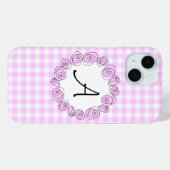 バラ薄紫チェックモノグラムiPhoneケース Case-Mate iPhoneケース (裏面 (横))