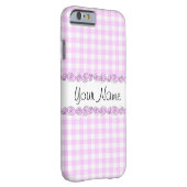 バラ薄紫チェック'名前' iPhoneケース Case-Mate iPhoneケース (裏面/右)