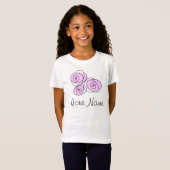 バラ薄紫ブーケ「名前」女の子のTシャツ Tシャツ (正面フル)