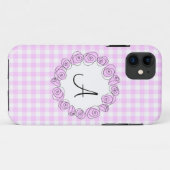 バラ薄紫モノグラムチェックiPhoneケース垂直 Case-Mate iPhoneケース (裏面(横))