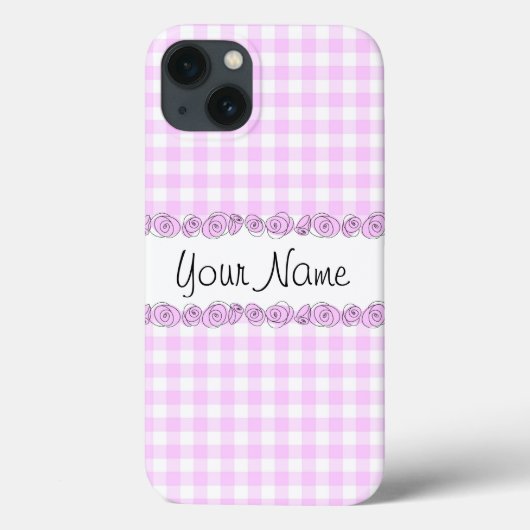 バラ薄紫'名前'チェックiPhoneケース垂直 Case-Mate iPhoneケース (裏面)