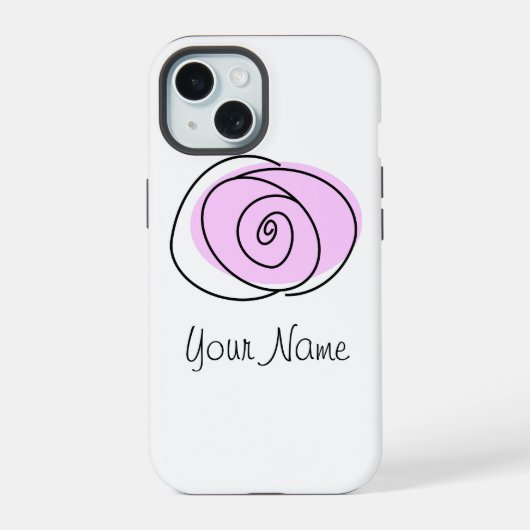 バラ薄紫'名前' iPhoneケース iPhone 15ケース (裏面)