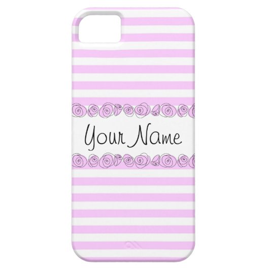 バラ薄紫'名前' iPhoneストライプのケースの垂直 Case-Mate iPhoneケース (裏面)