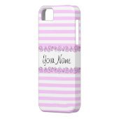 バラ薄紫'名前' iPhoneストライプのケースの垂直 Case-Mate iPhoneケース (裏面左)