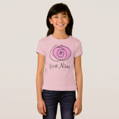 バラ薄紫「名前」女の子のTシャツ Tシャツ (正面フル)