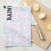 バラ蝶と虹ビヴィヴィッド キッチンタオル (四つ折り)