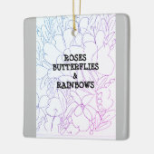 バラ蝶と虹ビヴィヴィッド セラミックオーナメント (左)
