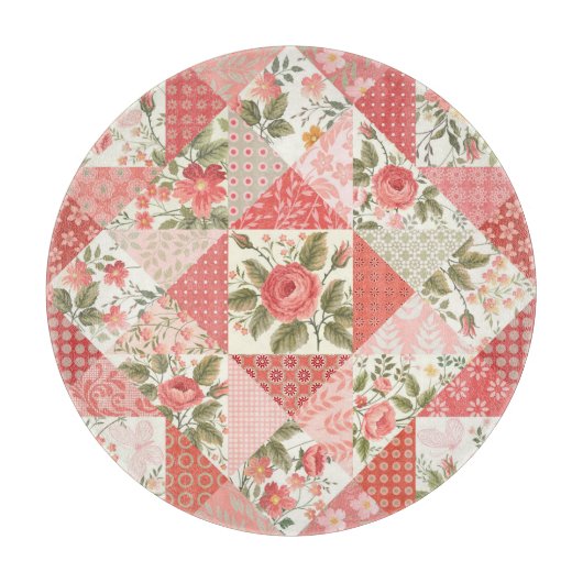 バラ蝶シームレスパッチワーク カッティングボード (正面)