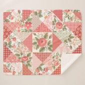 バラ蝶シームレスパッチワーク シェルパブランケット (正面(横))