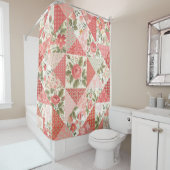 バラ蝶シームレスパッチワーク シャワーカーテン (インサイチュ)