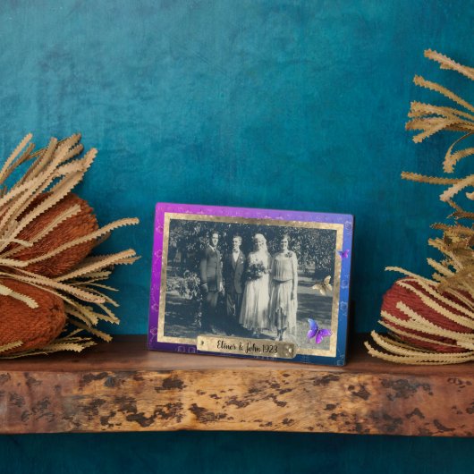 バラ蝶テーブルトッププラークとイーゼル フォトプラーク (側面)