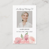 バラ記念写真葬式祈りの言葉カード 名刺 (正面)