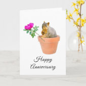 バラ記念日カード付きリス カード (黄色い花)