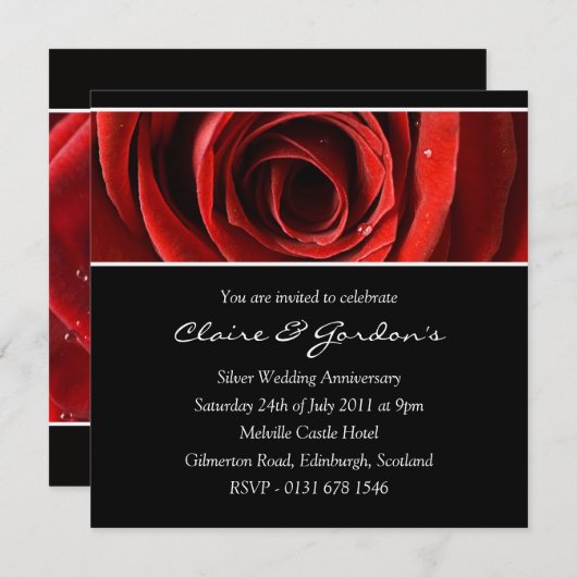 バラ記念日パーティの招待状 招待状 (正面/裏面)