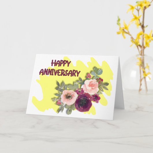 バラ記念日 カード (黄色い花)