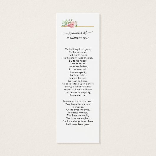 バラ記念詩祈りの言葉葬式しおり (裏面)