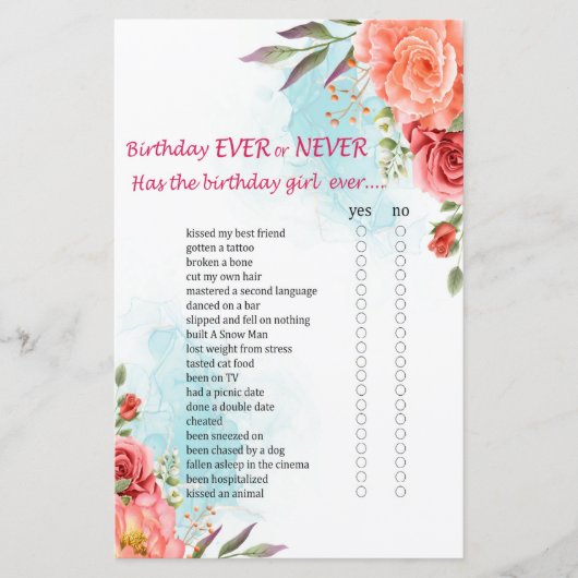 バラ誕生日のゲームを常に (正面)