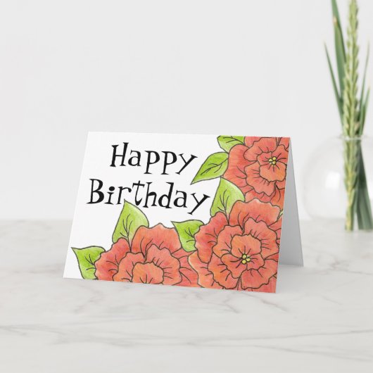バラ誕生日カード カード (正面)
