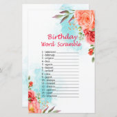 バラ誕生日単語スクランブルゲーム (正面/裏面)