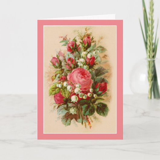 バラ誕生日折り畳みグリーティングカード カード (正面)