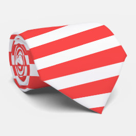 バラ赤と白スシンプル横型ストライプの ネクタイ
