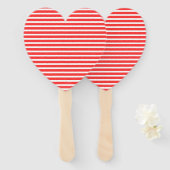 バラ赤と白スシンプル横型ストライプの ハンドファン (正面&裏面)