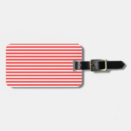 バラ赤と白スシンプル横型ストライプの ラゲッジタグ