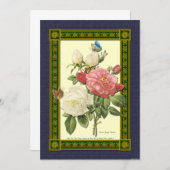 バラ赤と白植物学招待状 招待状 (正面/裏面)