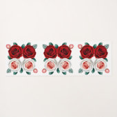 バラ赤と白花 ヨガマット (裏面(横))