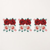 バラ赤と白花 ヨガマット (正面(横))