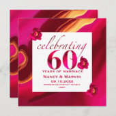 バラ赤エレガントフローラ60結婚周年 招待状 (正面/裏面)