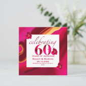 バラ赤エレガントフローラ60結婚周年 招待状 (スタンド正面)