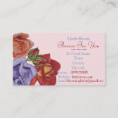 バラ赤ピーチブルー花ガーデナーフローリング 名刺 (正面)