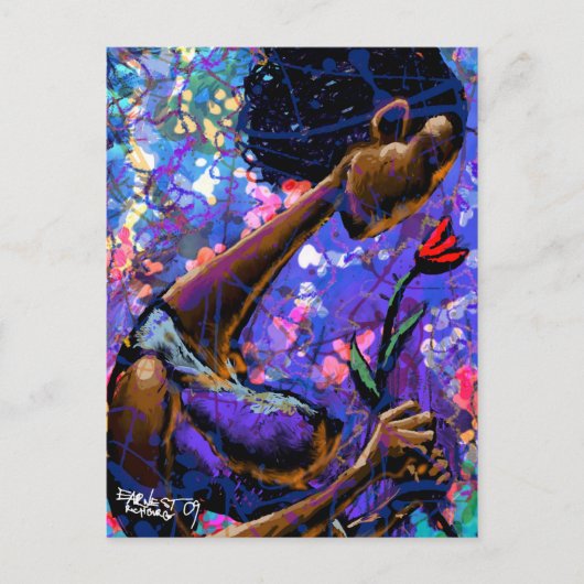 バラ赤葉書 ポストカード (正面)