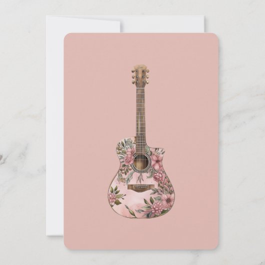 バラ赤面ウェスタン女性のカーボーイフローラギター誕生日 招待状 (裏面)