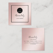 バラ赤面カスタムロゴ枠付きメイクアップアーティスト スクエア名刺 (正面/裏面)