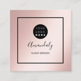 バラ赤面カスタムロゴ枠付きメイクアップアーティスト スクエア名刺