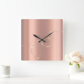 バラ赤面クリスタル凍っていガラスインフィニティダイヤモンド スクエア壁時計 (ホーム)