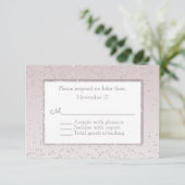 バラ赤面グリッターとシャインウェディングRSVPカード 出欠カード (スタンド正面)