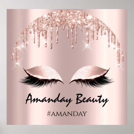 バラ赤面グリッタードリップスアイランドメイクアップヘアードレス ポスター (正面)