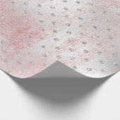 バラ赤面シルバーグレー金ゴールド美しいピンクドット ラッピングペーパー (角)