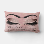 バラ赤面ピンクグリッターマーブルメイクアップラッシュ美しい ランバークッション (裏面)