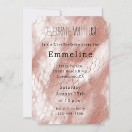 バラ赤面ピンクスネークスキン 招待状