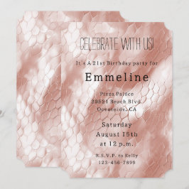 バラ赤面ピンクスネークスキン 招待状