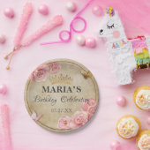 バラ赤面ピンクバタフライクラウン金ゴールドキンセアニェラ ペーパープレート (パーティー)