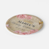 バラ赤面ピンクバタフライクラウン金ゴールドキンセアニェラ ペーパープレート (アングル)